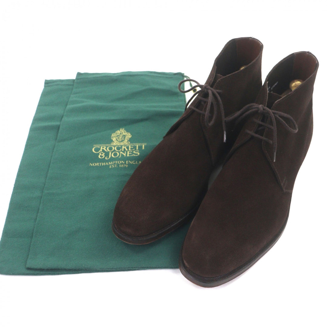 Great CROCKETT&JONES Ankle boots CHUKKA Dark brown Suede leather mens 8 8489