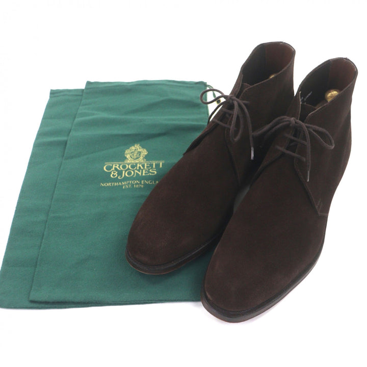 Great CROCKETT&JONES Ankle boots CHUKKA Dark brown Suede leather mens 8 8489
