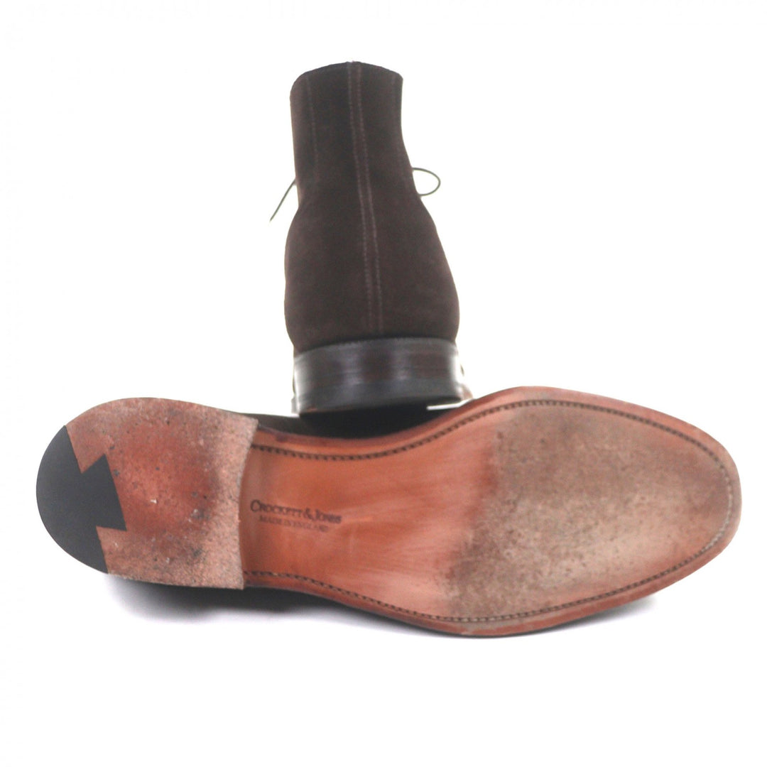 Great CROCKETT&JONES Ankle boots CHUKKA Dark brown Suede leather mens 8 8489