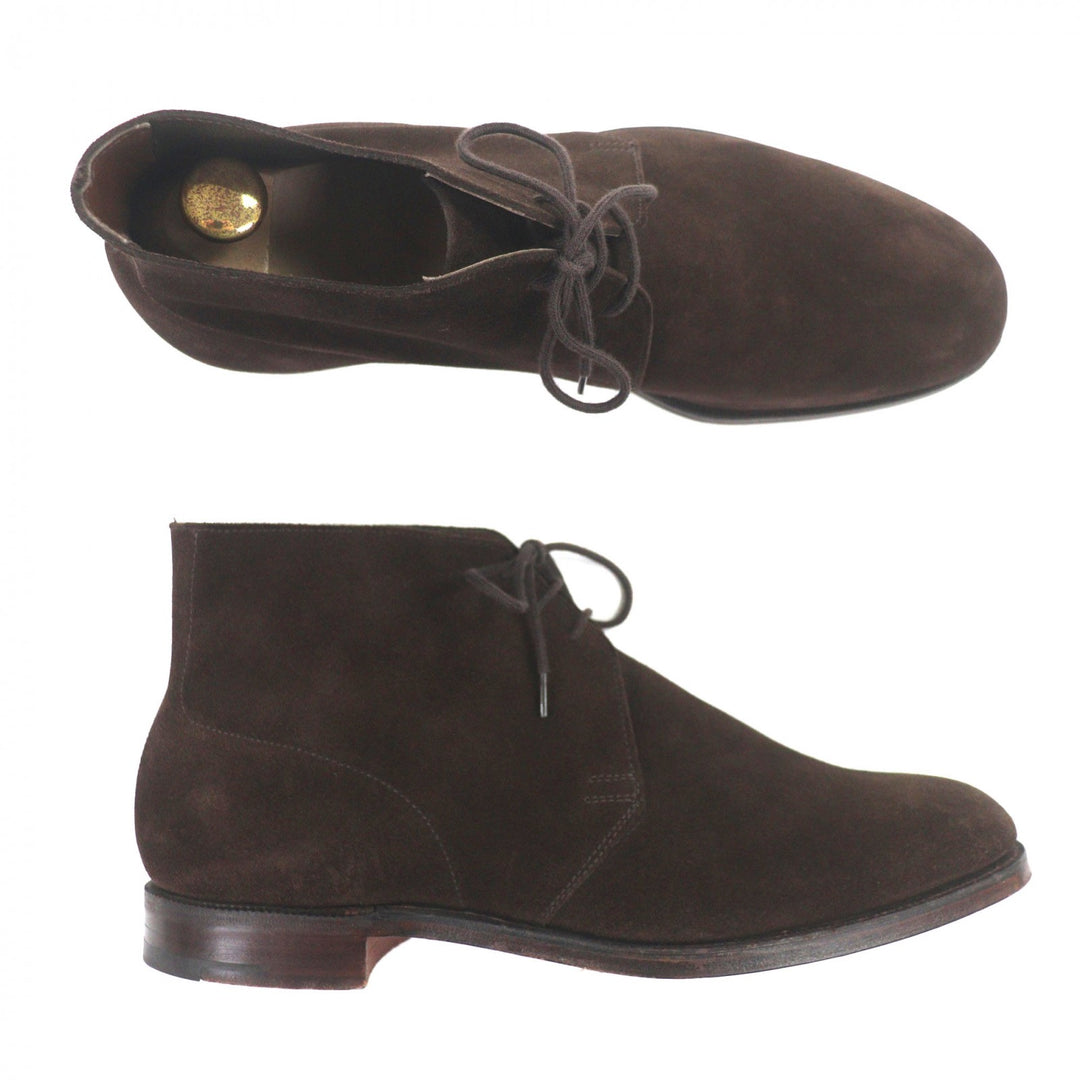 Great CROCKETT&JONES Ankle boots CHUKKA Dark brown Suede leather mens 8 8489