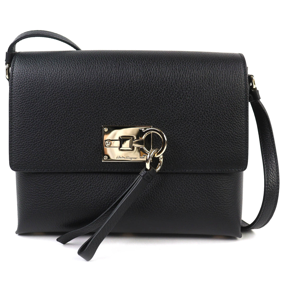 Pristine Salvatore Ferragamo Shoulder Bag studio Gancini leather black 21H886