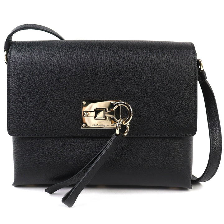 Pristine Salvatore Ferragamo Shoulder Bag studio Gancini leather black 21H886