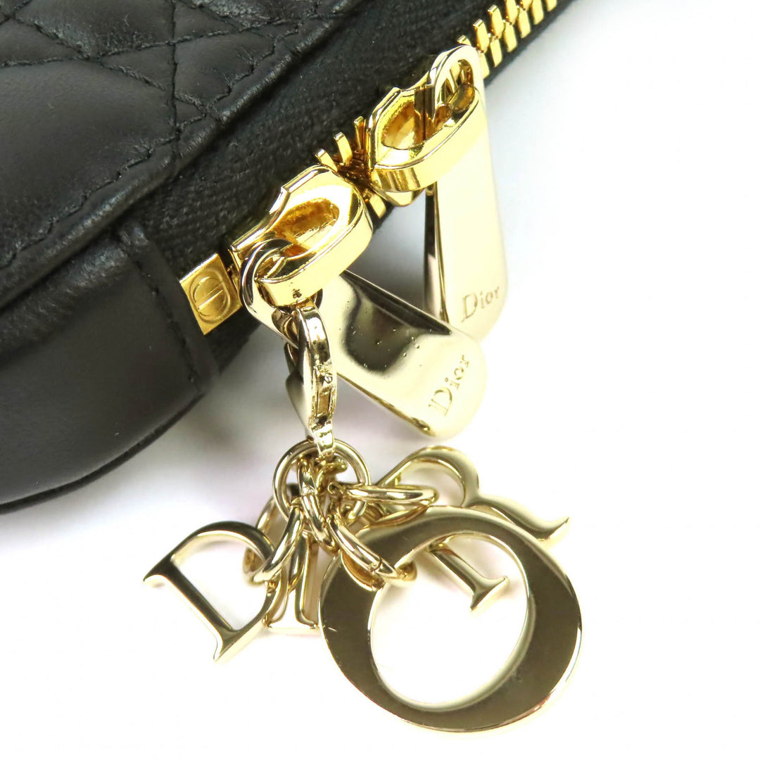 Excellent Christian Dior Lady Dior Cannage Phone Pouch black lambskin S0872ONMJ