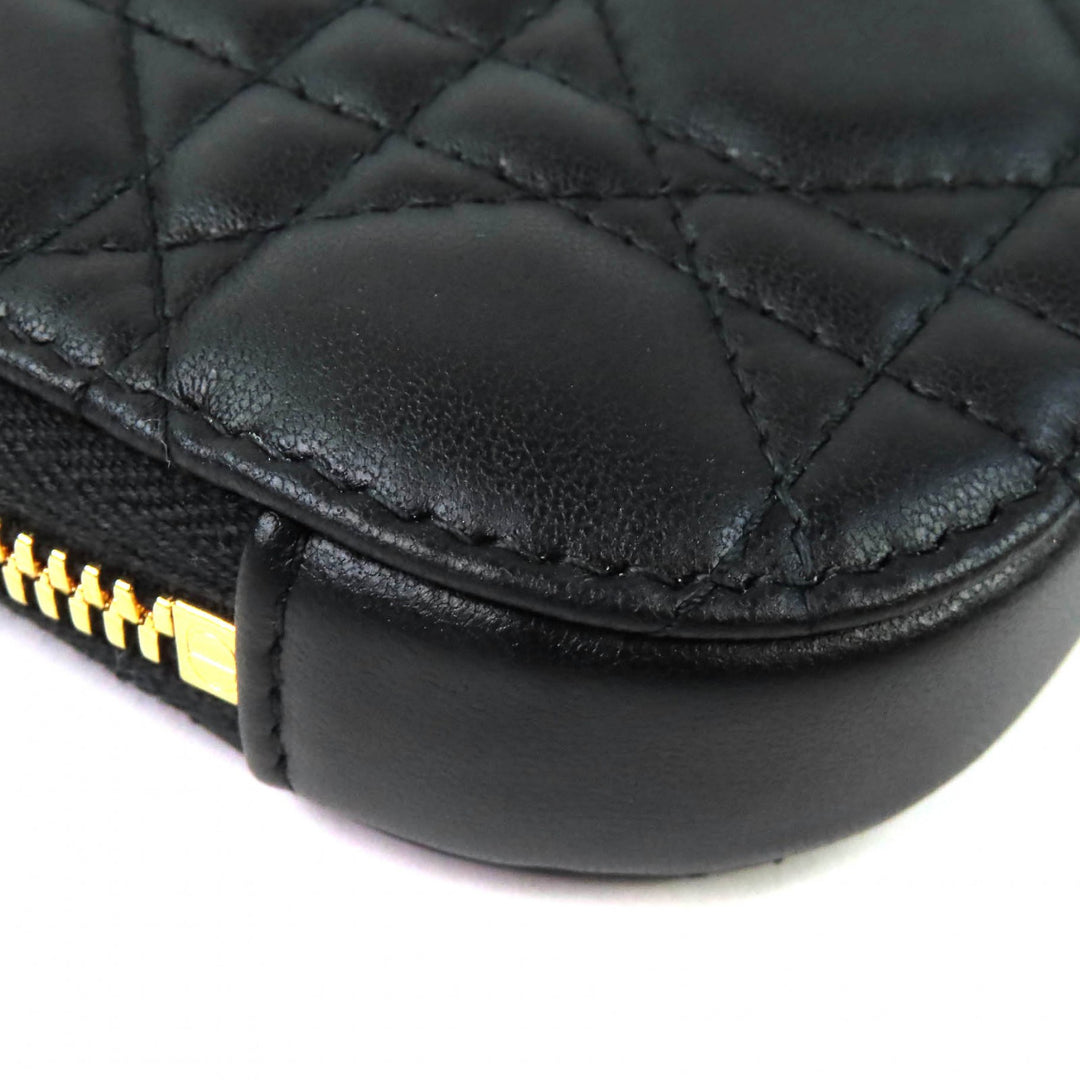 Excellent Christian Dior Lady Dior Cannage Phone Pouch black lambskin S0872ONMJ