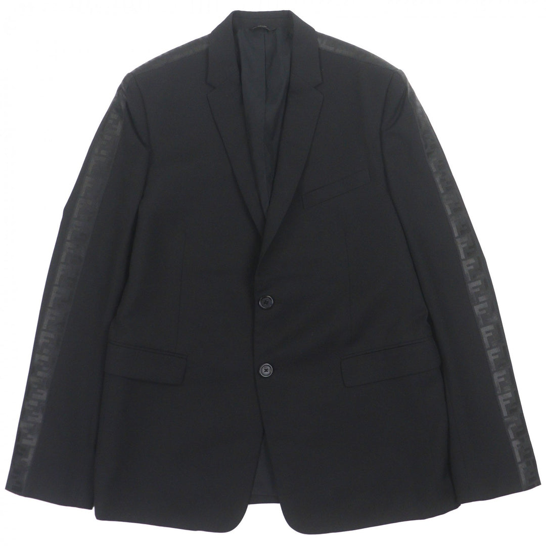 Pristine FENDI tailored jacket black wool mens 54 FJ0576
