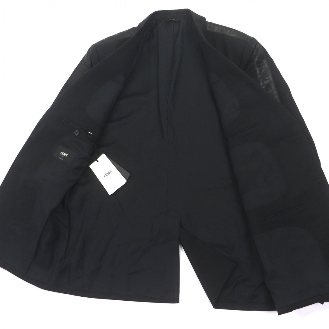 Pristine FENDI tailored jacket black wool mens 54 FJ0576