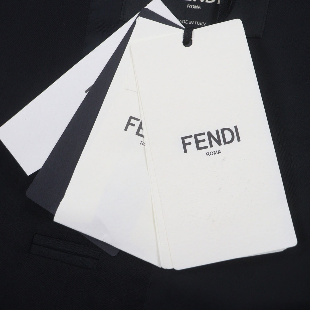 Pristine FENDI tailored jacket black wool mens 54 FJ0576