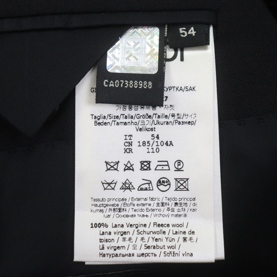 Pristine FENDI tailored jacket black wool mens 54 FJ0576