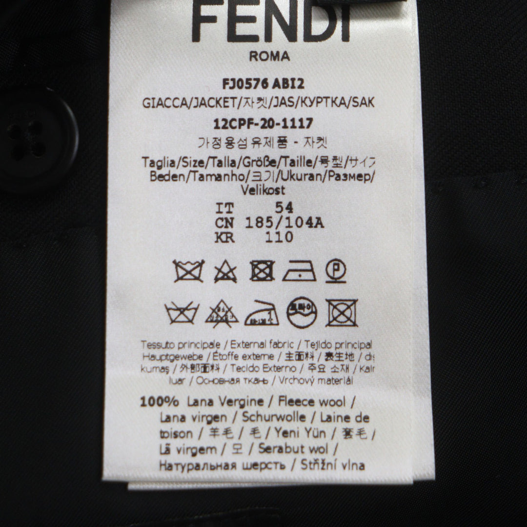 Pristine FENDI tailored jacket black wool mens 54 FJ0576