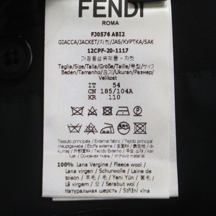 Pristine FENDI tailored jacket black wool mens 54 FJ0576