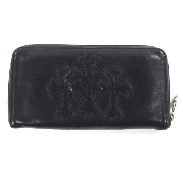 Great CHROME HEARTS Purse REC ZIP black leather mens
