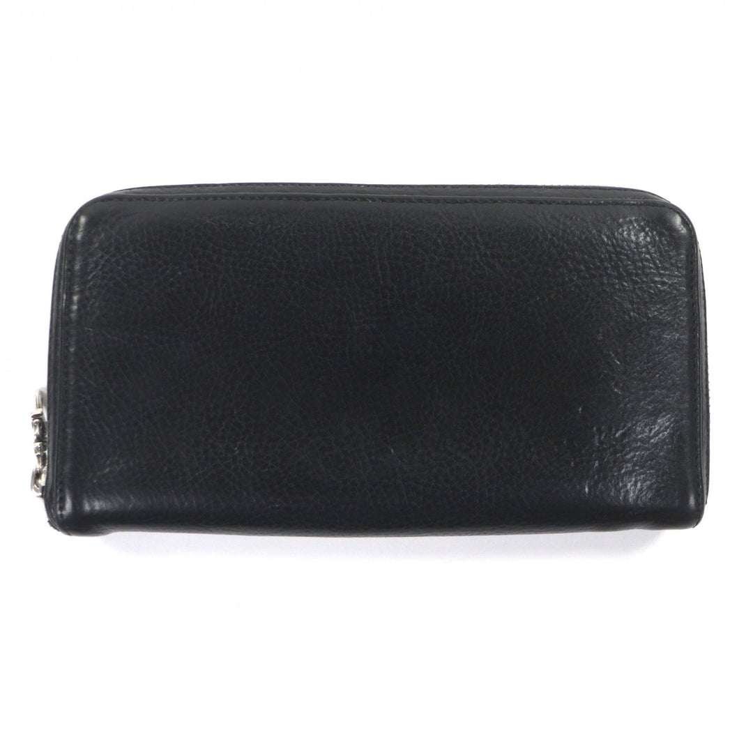 Great CHROME HEARTS Purse REC ZIP black leather mens