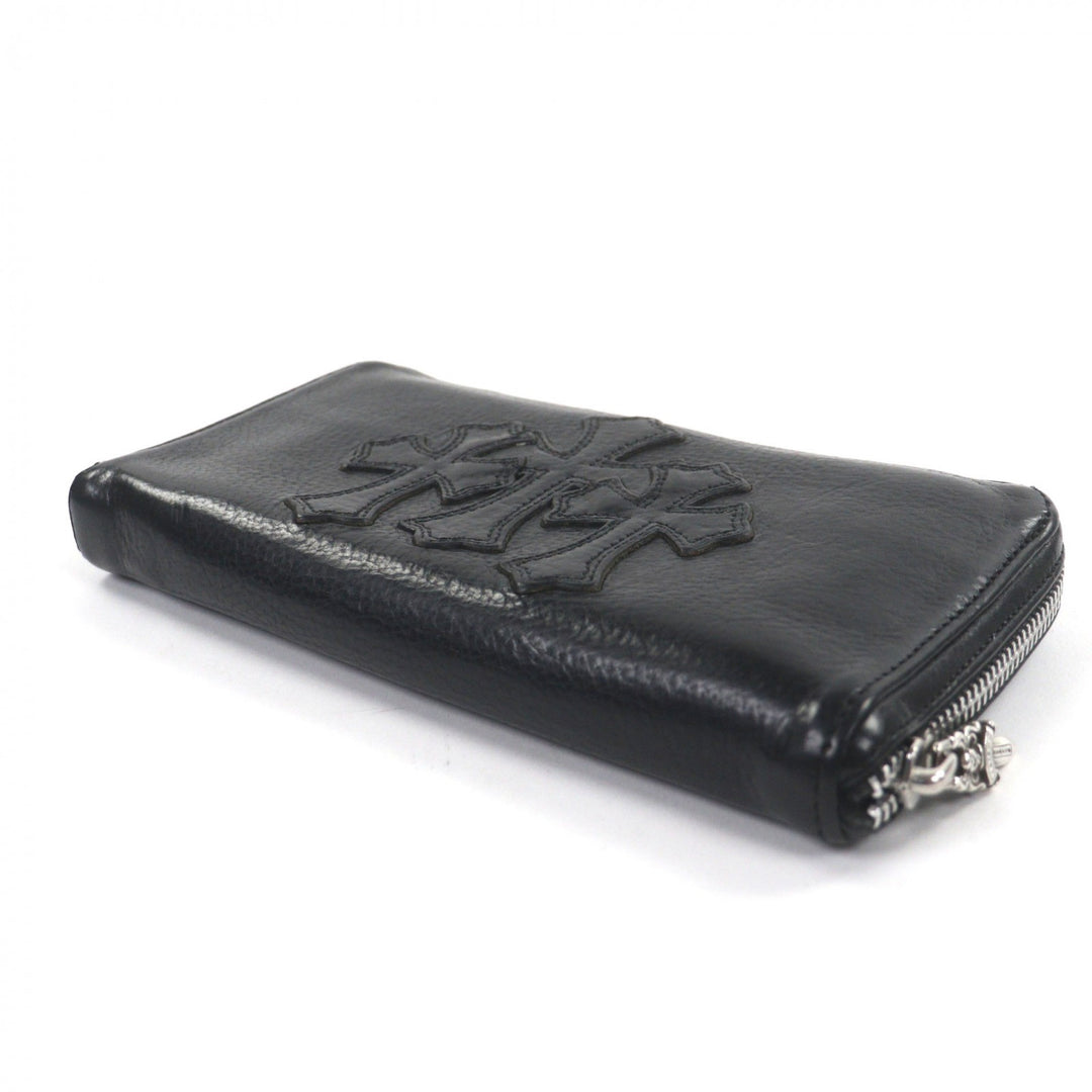 Great CHROME HEARTS Purse REC ZIP black leather mens