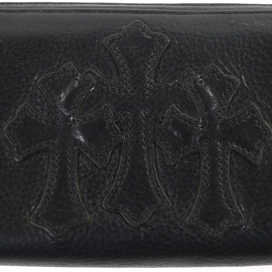 Great CHROME HEARTS Purse REC ZIP black leather mens