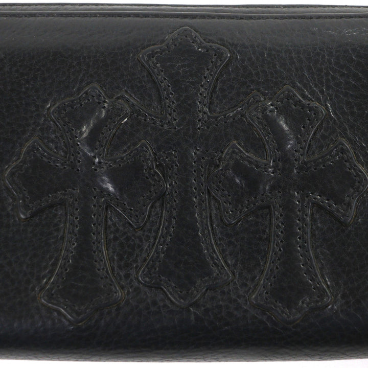 Great CHROME HEARTS Purse REC ZIP black leather mens