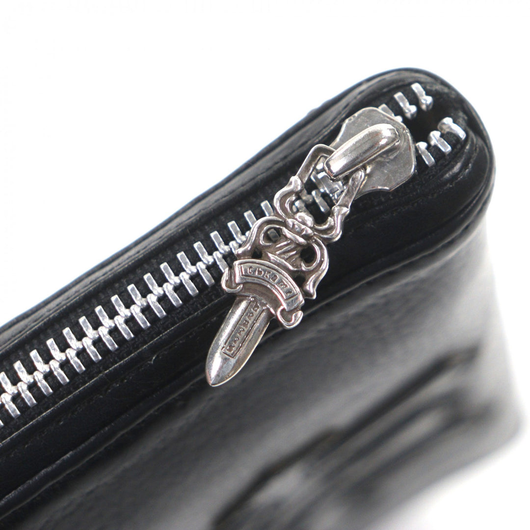 Great CHROME HEARTS Purse REC ZIP black leather mens