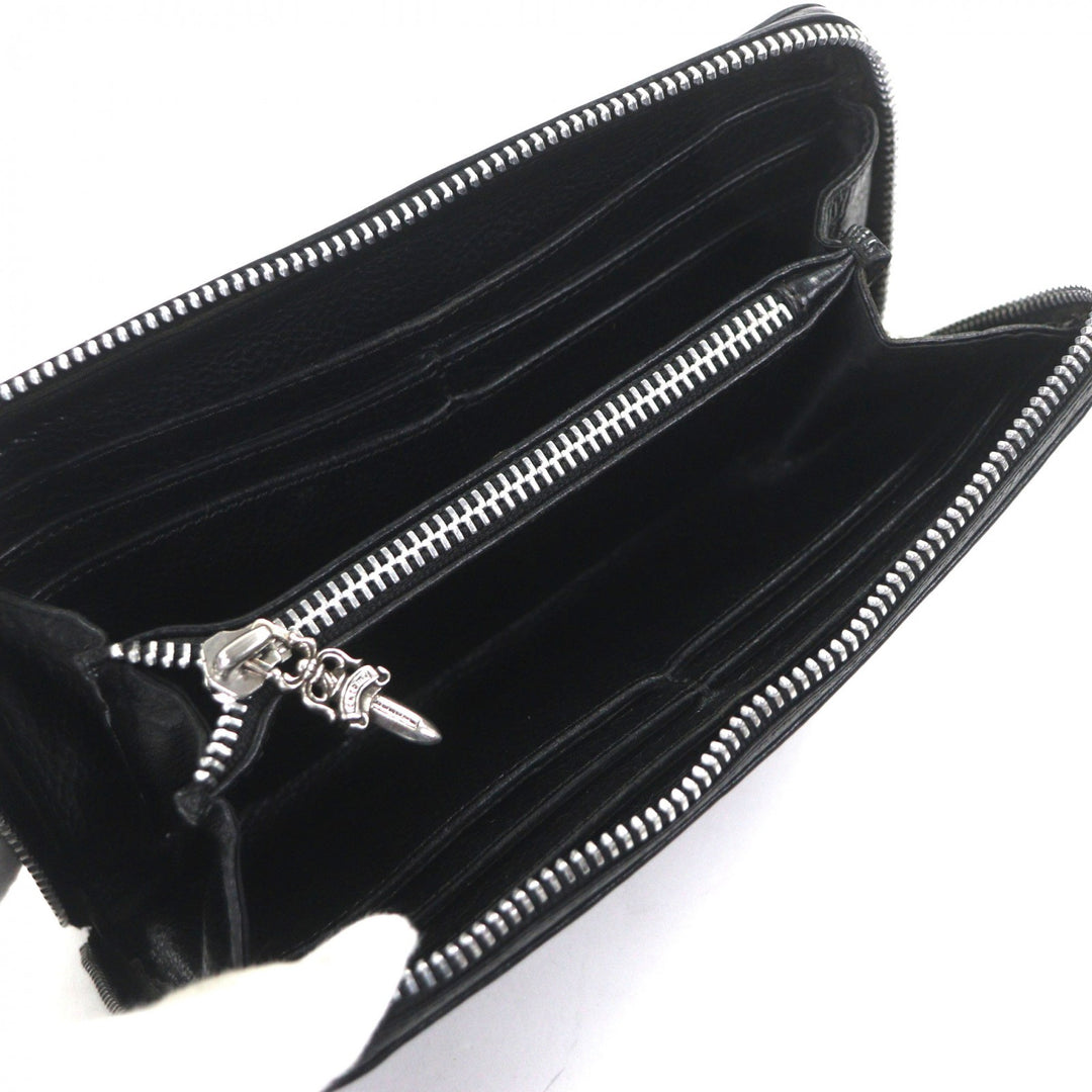 Great CHROME HEARTS Purse REC ZIP black leather mens