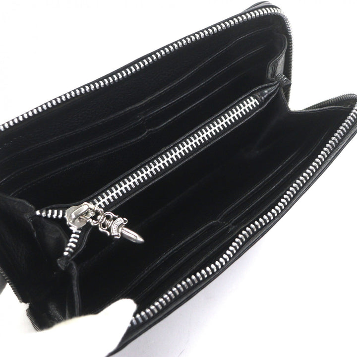 Great CHROME HEARTS Purse REC ZIP black leather mens