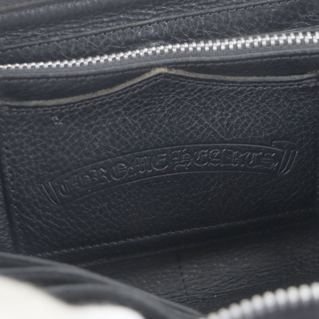 Great CHROME HEARTS Purse REC ZIP black leather mens