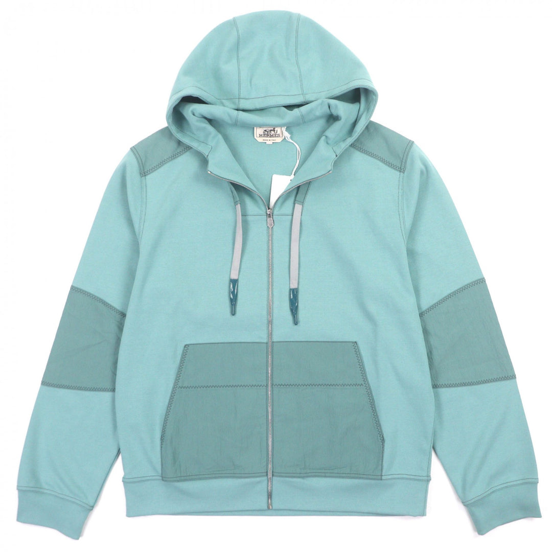 Pristine HERMES hoodie Voile H Switch design H logo zip-up green cotton mens M