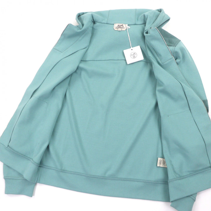 Pristine HERMES hoodie Voile H Switch design H logo zip-up green cotton mens M
