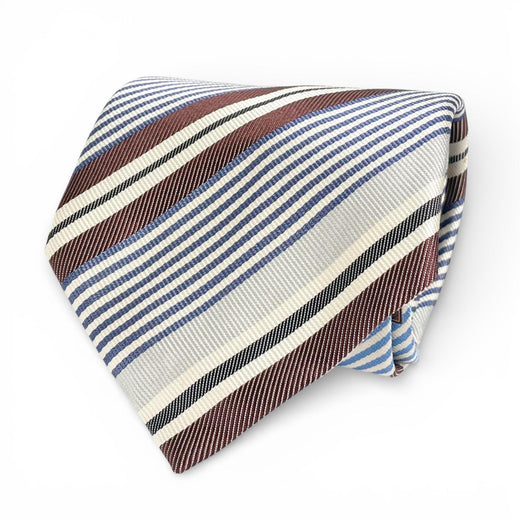 Pristine HERMES tie stripe multicolor silk mens 758726T