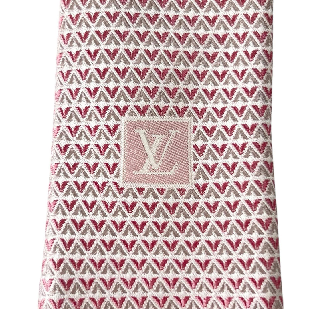 Excellent LOUIS VUITTON tie LV logo pink silk mens M71210