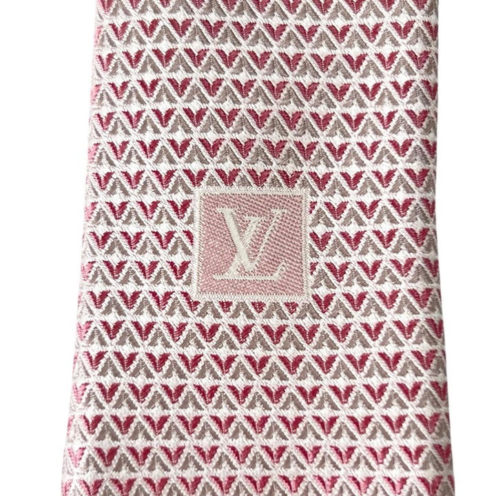 Excellent LOUIS VUITTON tie LV logo pink silk mens M71210