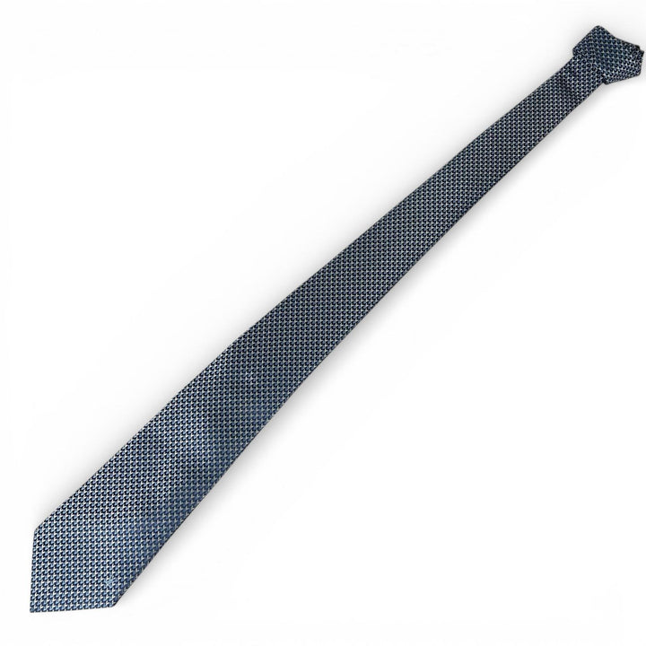 Excellent LOUIS VUITTON tie LV embroidery blue silk mens M71695