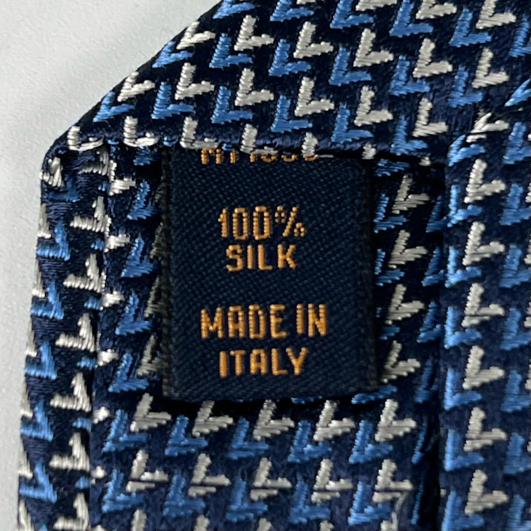 Excellent LOUIS VUITTON tie LV embroidery blue silk mens M71695