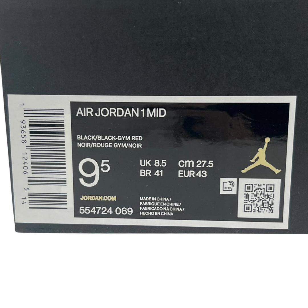 Pristine NIKE High cut sneakers AIR JORDAN 1 MID black leather mens DQ8426-060