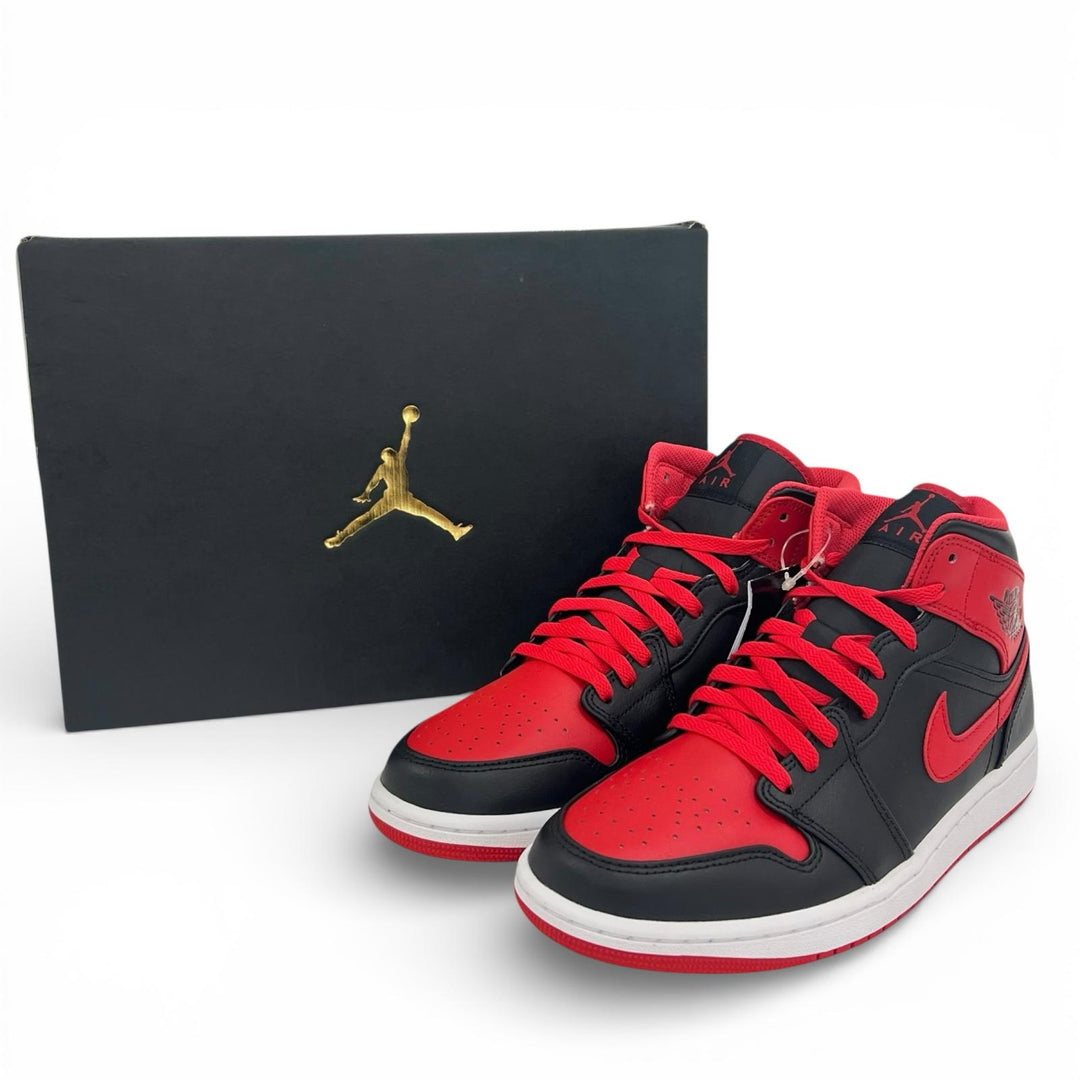 Pristine NIKE High cut sneakers AIR JORDAN 1 MID black leather mens DQ8426-060
