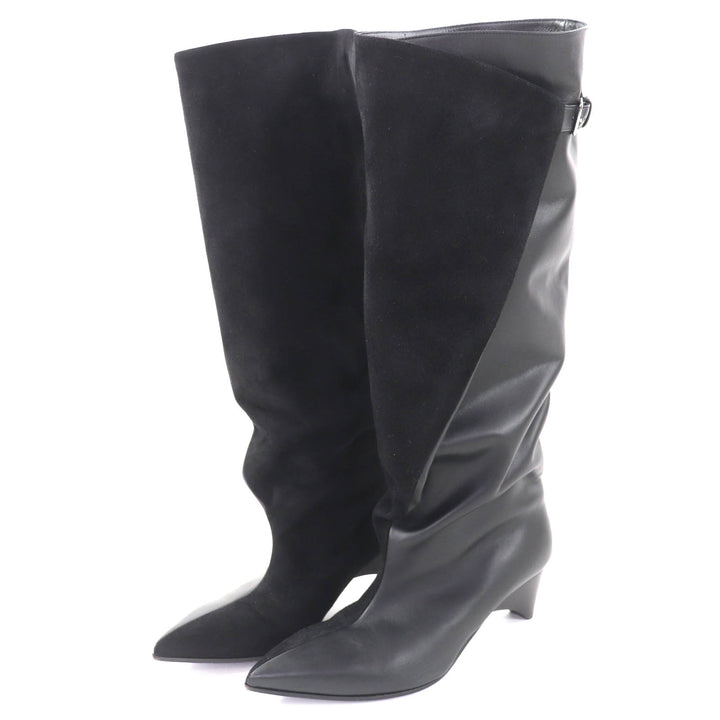 Great HERMES Knee-high boots Ilona black leather Women 36 232007Z