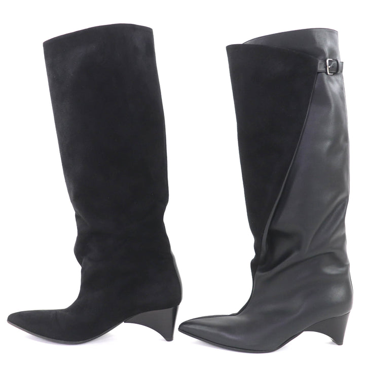 Great HERMES Knee-high boots Ilona black leather Women 36 232007Z