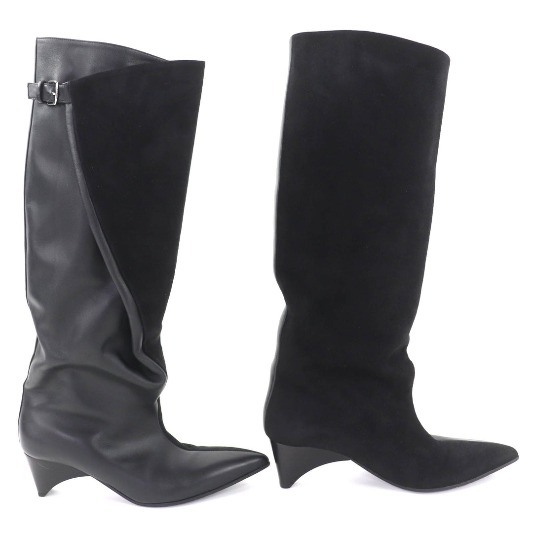 Great HERMES Knee-high boots Ilona black leather Women 36 232007Z