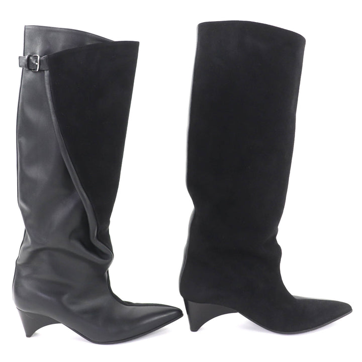 Great HERMES Knee-high boots Ilona black leather Women 36 232007Z