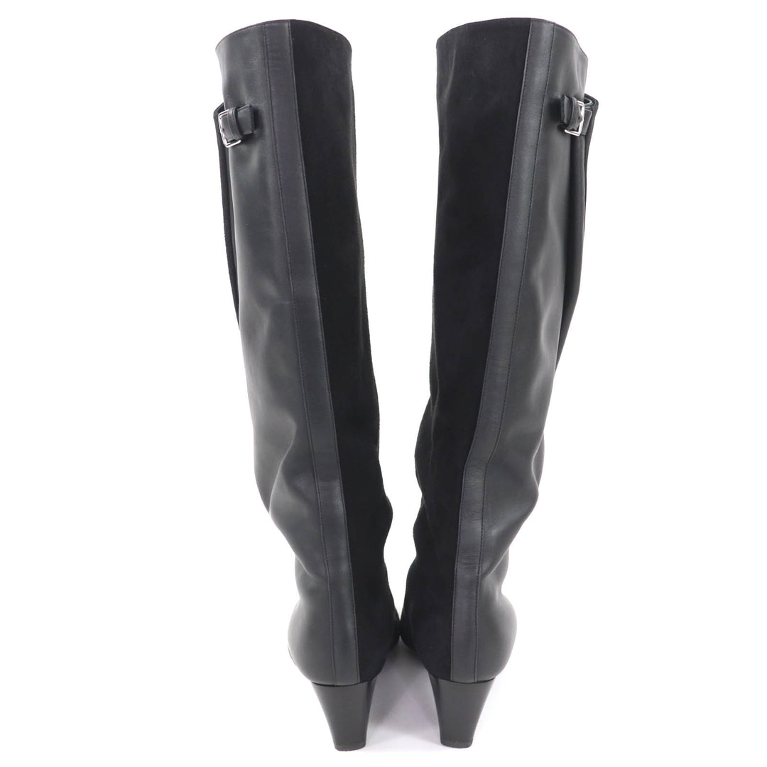 Great HERMES Knee-high boots Ilona black leather Women 36 232007Z