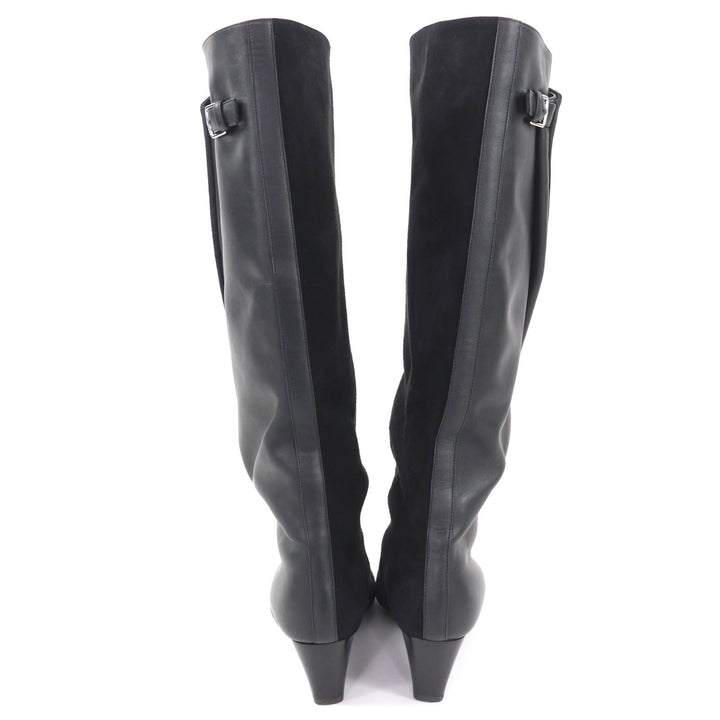 Great HERMES Knee-high boots Ilona black leather Women 36 232007Z