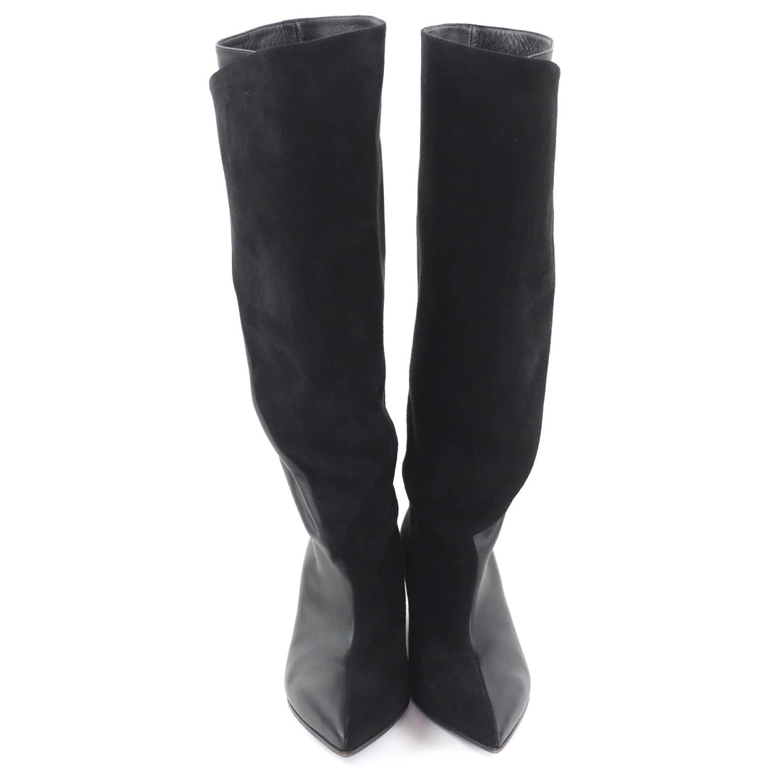 Great HERMES Knee-high boots Ilona black leather Women 36 232007Z