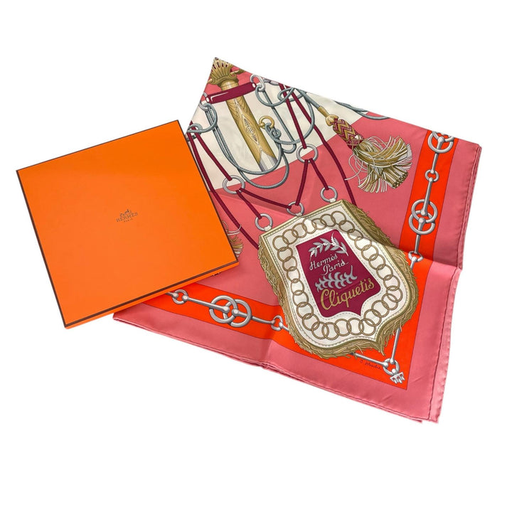 Excellent HERMES scarf Cliquetis tick sword pattern multicolor silk Women