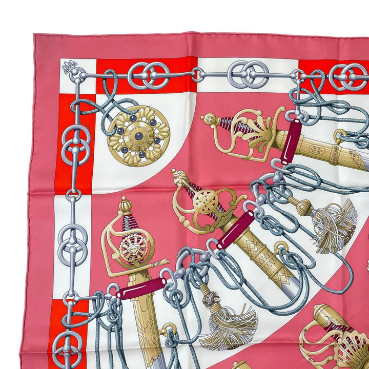 Excellent HERMES scarf Cliquetis tick sword pattern multicolor silk Women