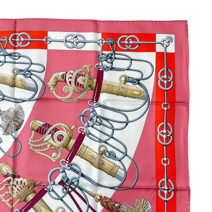 Excellent HERMES scarf Cliquetis tick sword pattern multicolor silk Women