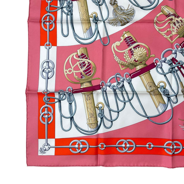 Excellent HERMES scarf Cliquetis tick sword pattern multicolor silk Women