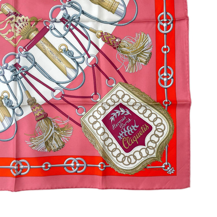 Excellent HERMES scarf Cliquetis tick sword pattern multicolor silk Women