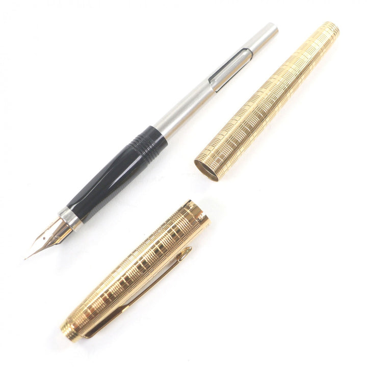 Excellent PARKER fountain pen SONNET Check Pattern Cap Style gold 14K mens