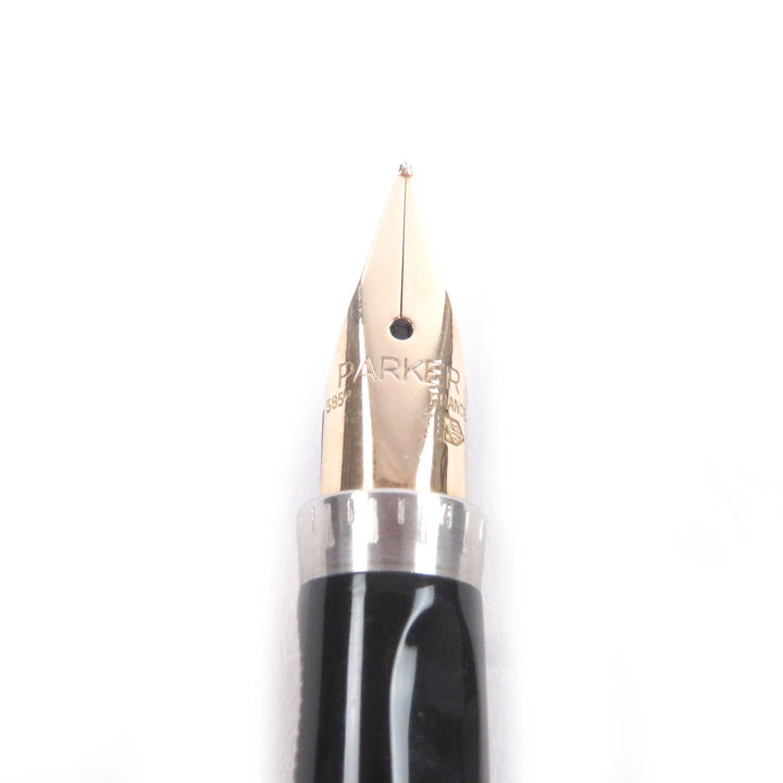 Excellent PARKER fountain pen SONNET Check Pattern Cap Style gold 14K mens