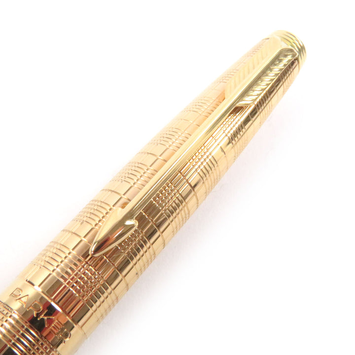 Excellent PARKER fountain pen SONNET Check Pattern Cap Style gold 14K mens