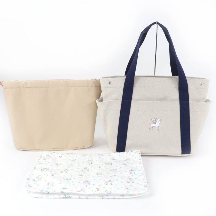 Excellent HERMES Tote Bag Mother's Bag Gabriole cotton Women