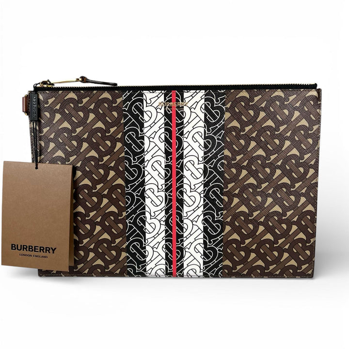 Pristine BURBERRY Clutch bag TB Monogram Stripe multicolor cotton mens