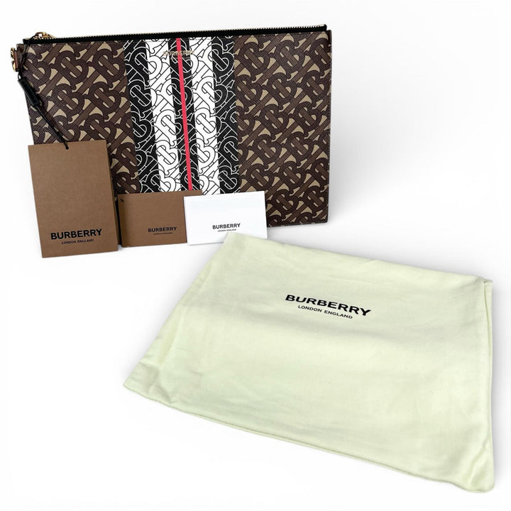 Pristine BURBERRY Clutch bag TB Monogram Stripe multicolor cotton mens
